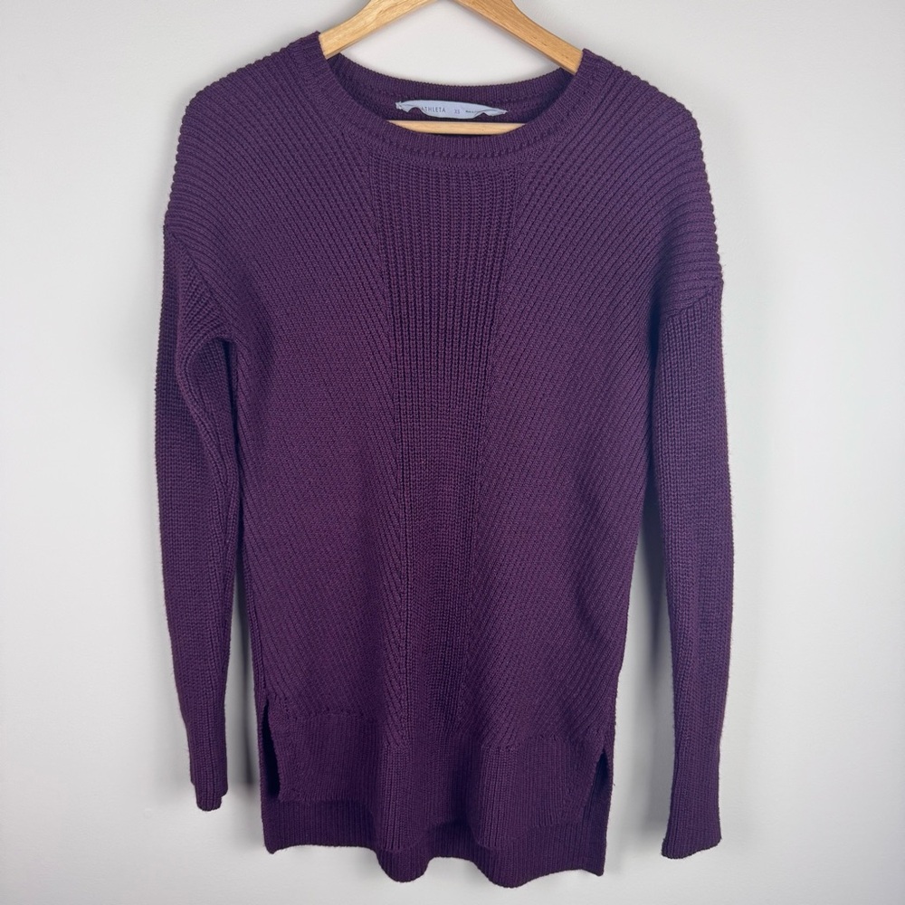 Athleta Maroon Tunic‎ Sweater Extra Small Merino Wool Blend